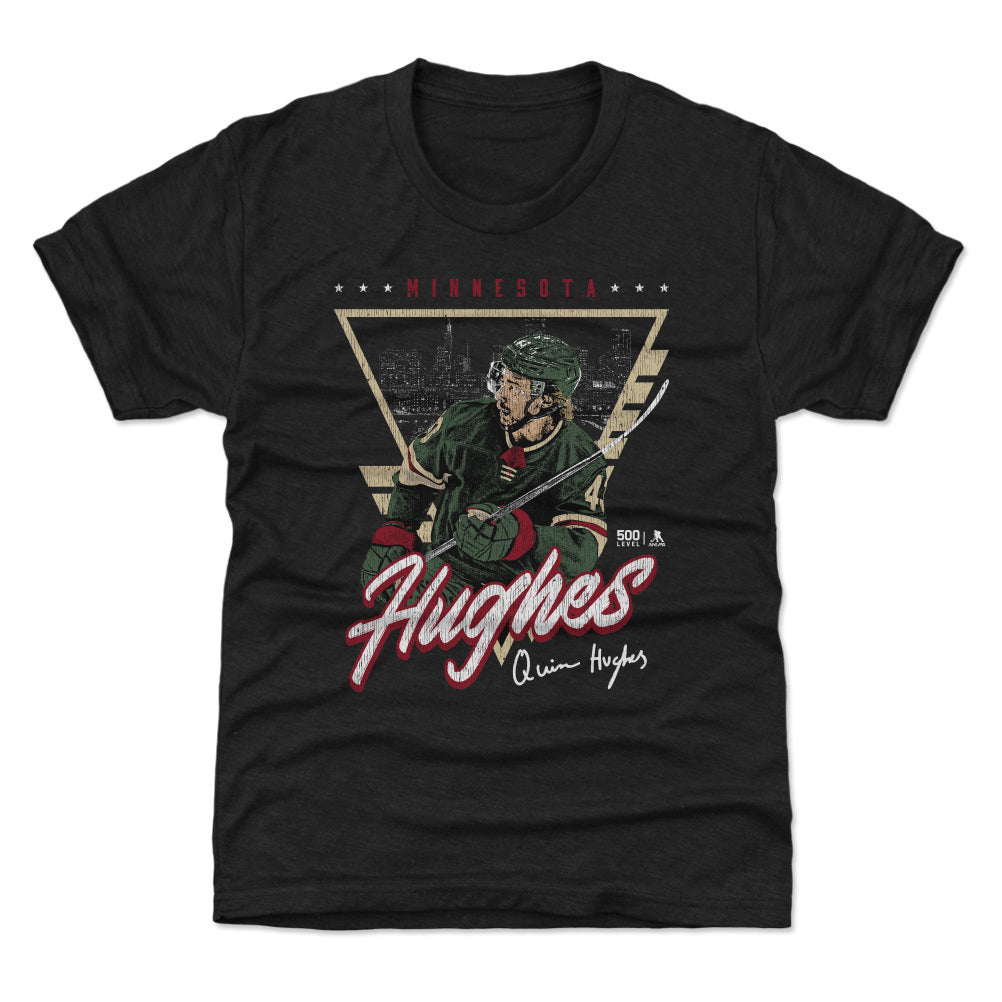 Quinn Hughes Minnesota Triangle Retro WHT
